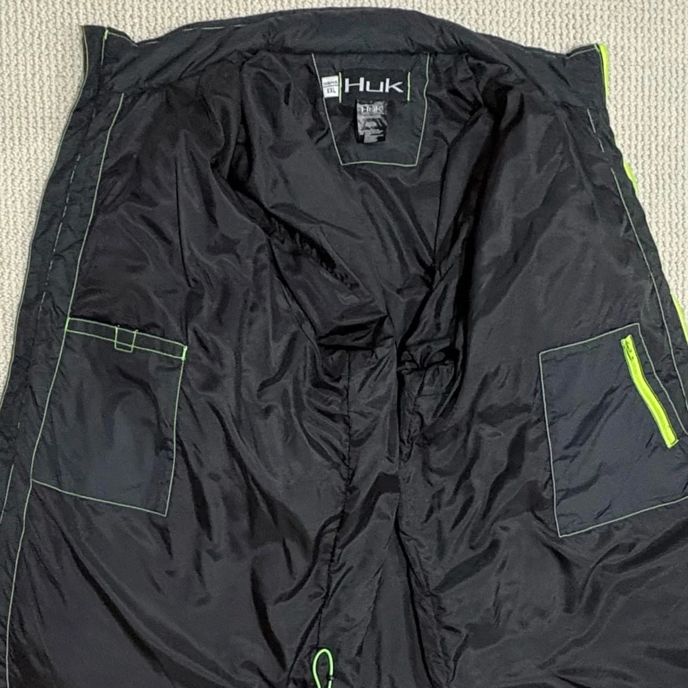 Huk Performance Fishing puffer jacket coat men’s XXL warm lightweight black/neon - Picture 3 of 11